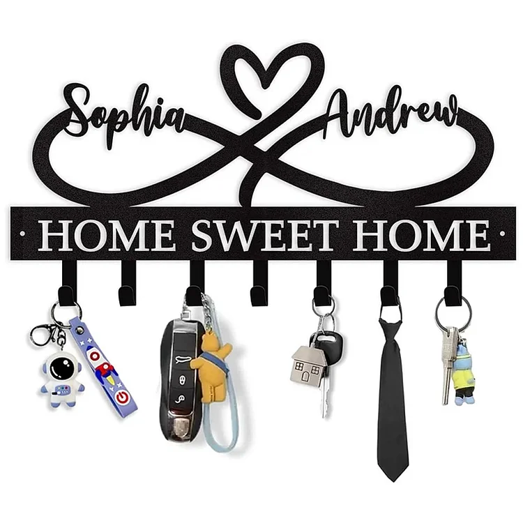 Personalized Key Holder Wall Mounted, Custom Couple's Name Metal Key Holder for Wall.