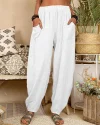 Long Elastic Loose Casual Trousers Harem Pants Pockets Wide Leg Pants
