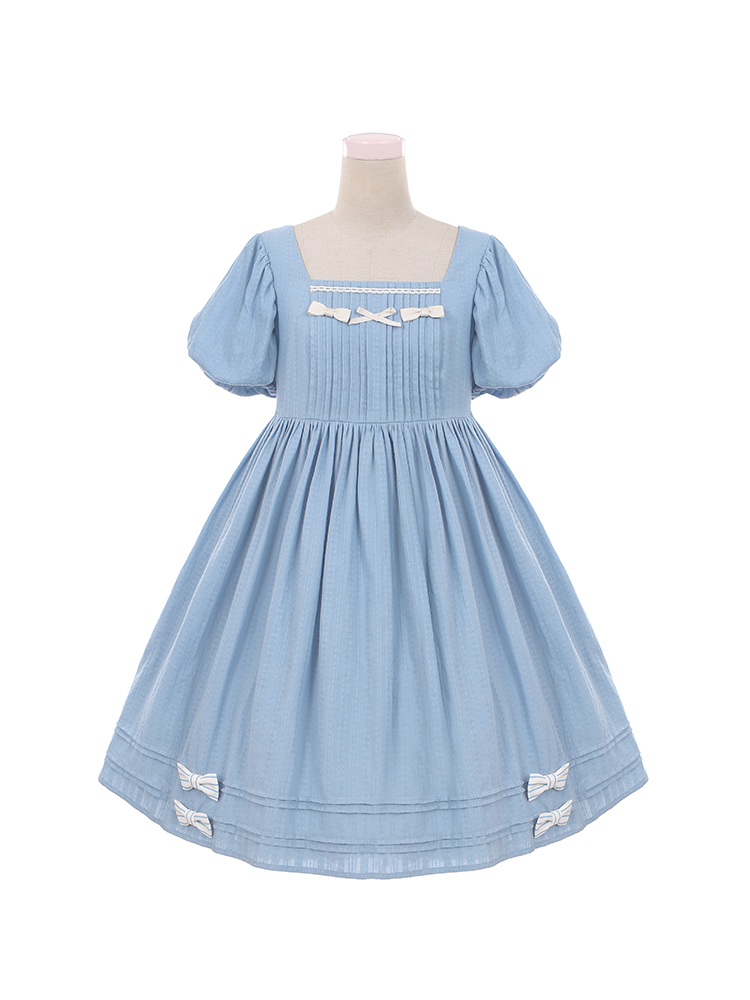 Alice's Dream Blue Short Puff Sleeves Flared Lolita Dress Halloween Costume Novameme