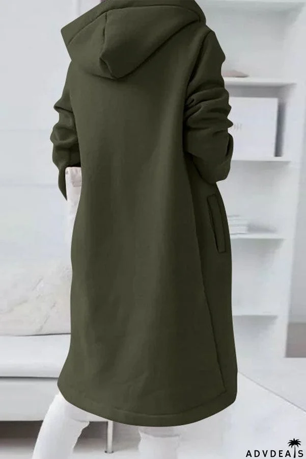 Juliana Solid Color Zip Up Hooded Coat