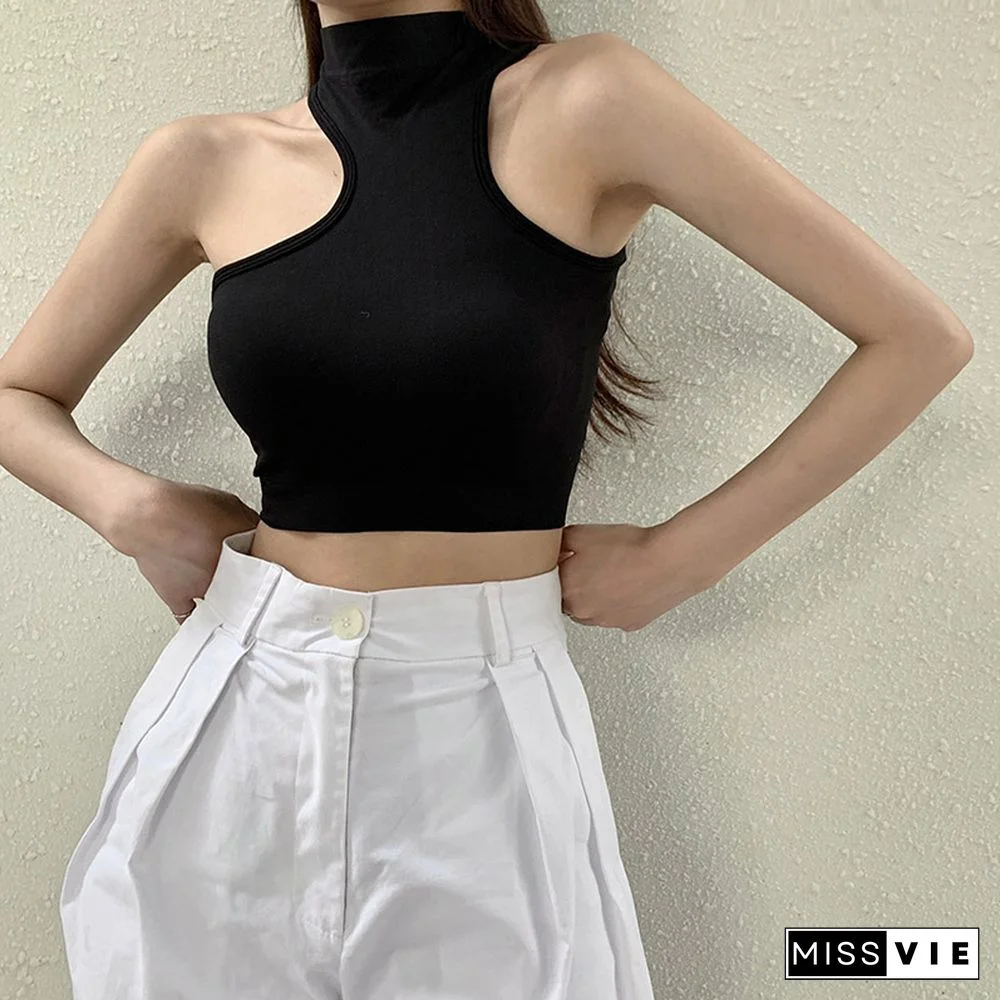 Irregular Pure Color Crop Top