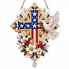 DIY Diamond Painting Acrylic Hanging Ornament, Pearl & Special Shaped Drill Art, Double-Sided Printed Patriotic Home Decor(Patriotic Cross)