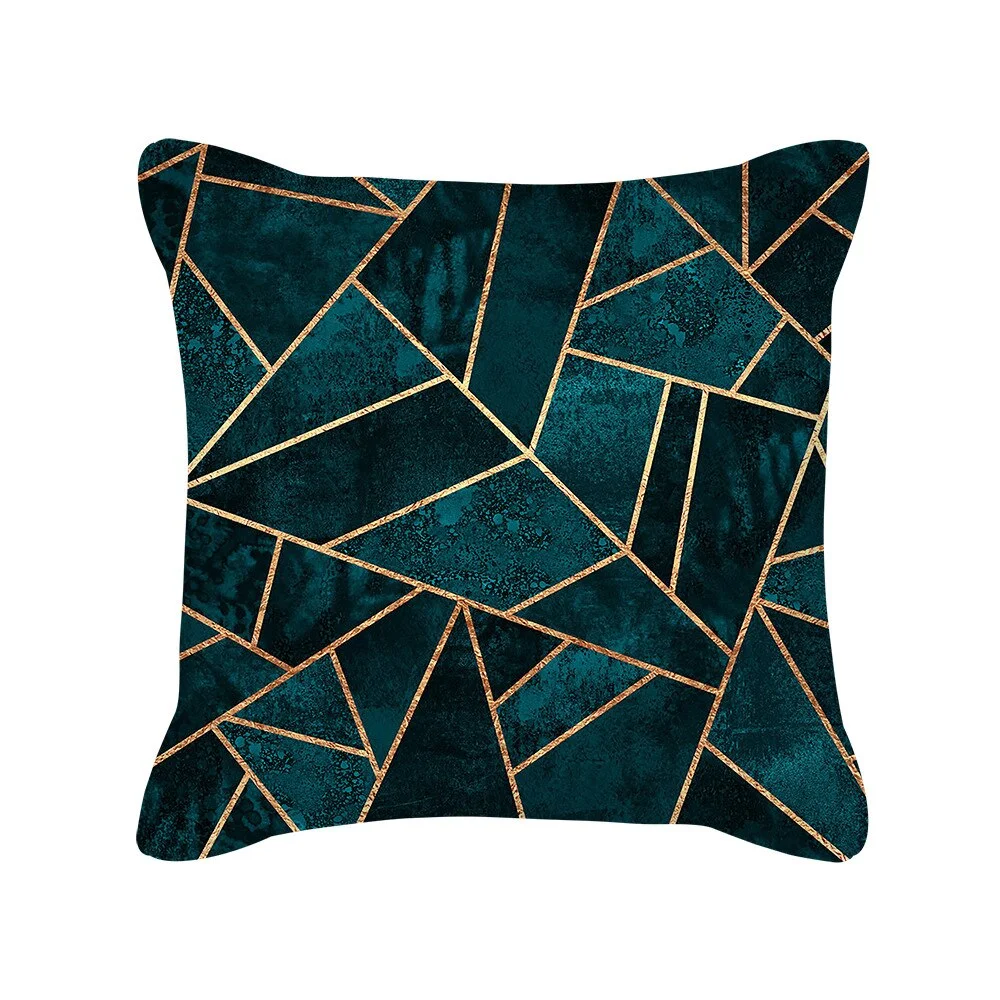 Teal Blue Cushion Cover Leaves Geometric Heart Pillow Cover Sofa Home Decor Throw Pillows Car Decorative Pillow Case Accessories