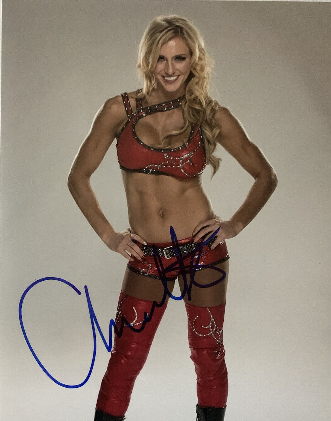 CHARLOTTE FLAIR HAND SIGNED 8x10 Photo Poster painting WWE LEGEND AUTOGRAPHED AUTHENTIC SEXY