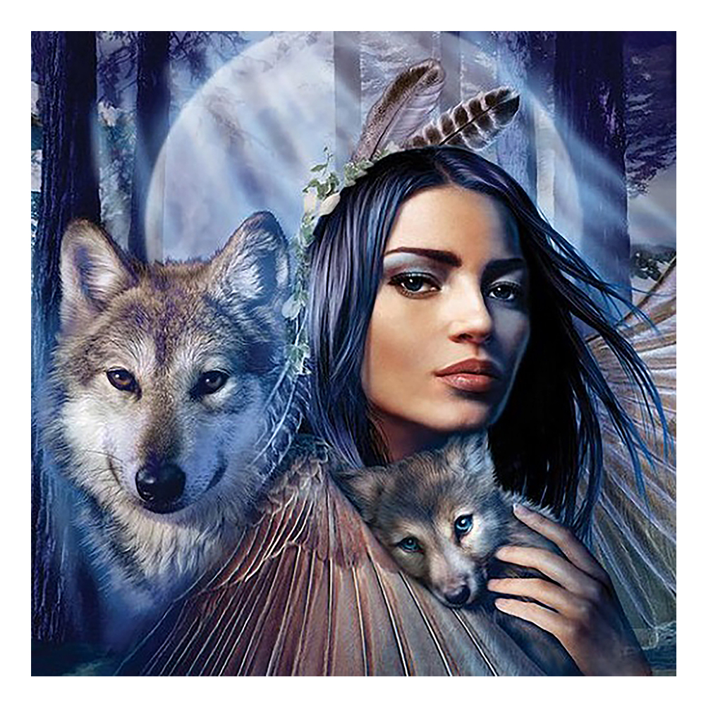 Diamond Painting - Full Round - Beauty & Wolf (40*40cm)