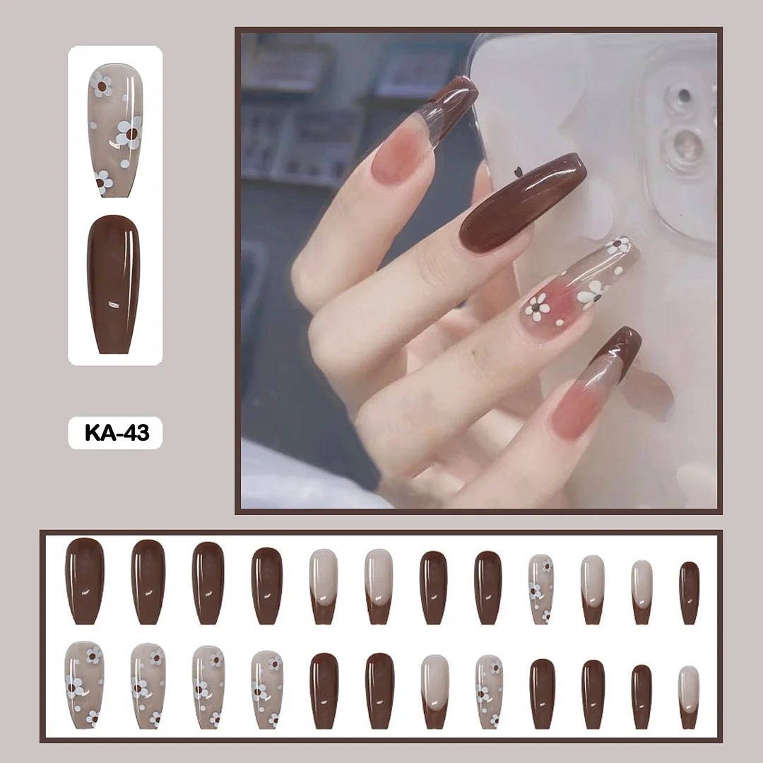 Butterfly Lovely Girl Nail Art Wearable Press On Fake Nails Tips With Glue And Sticker 24pcs/box With Wearing Tools As Gift-Nail Inspo