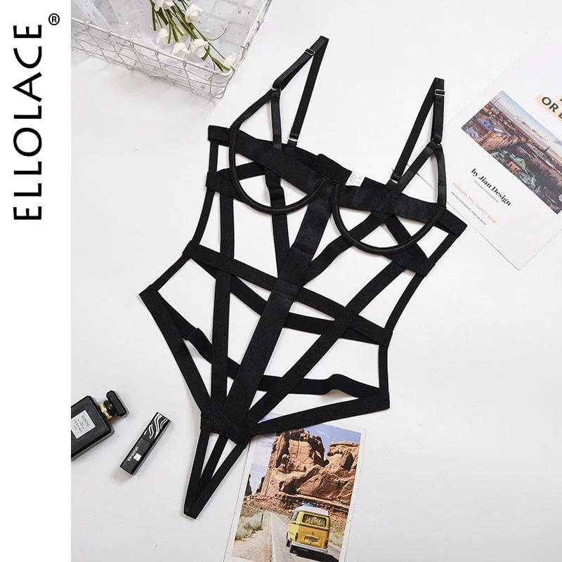 Ellolace Porn Bandage Bodysuit Women Exotic Costumes Sexy Lingerie Body Hollow Out Sensual Intimate Goods Sex Erotic Apparel