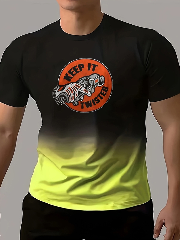 KEEP IT TWISTED Motor Head Print Color-blocking Tees