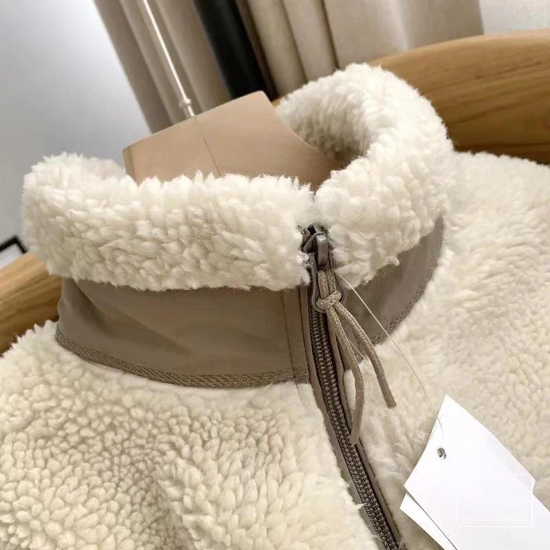 Fashion Lamb Plush Jacket Women's Autumn Winter New Pocket Zipper Long Sleeve Loose Stand Collar Comfort Warm Jacket for Women Fashion Lamb Plush Jacket Women's Autumn Winter New Pocket Zipper Long Sleeve Loose Stand Collar Comfort Warm Jacket for Women