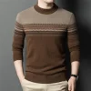 Round neck thick casual 100% wool sweater