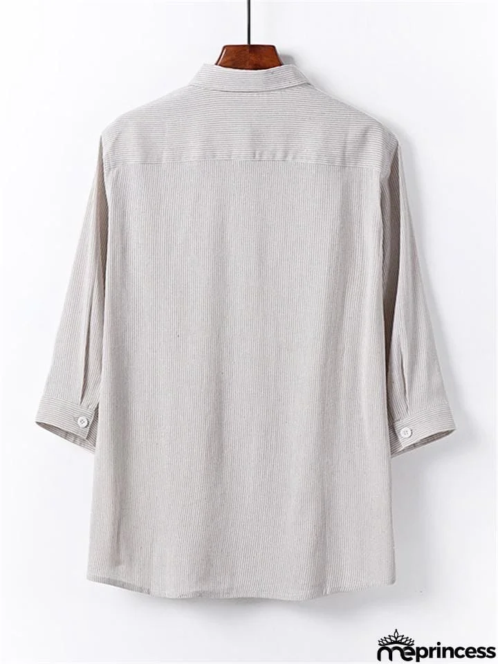 Loose Casual Comfy Striped Full Buttons Long Sleeve Shhirts