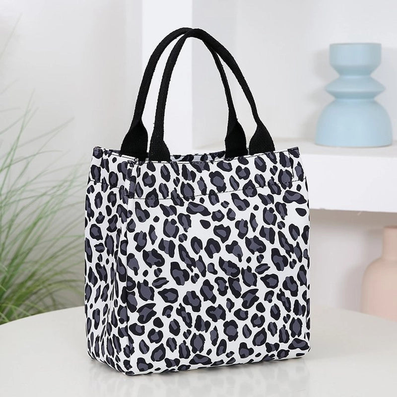 Women’s Denim Leopard Classic Style Square Zipper Tote Bag