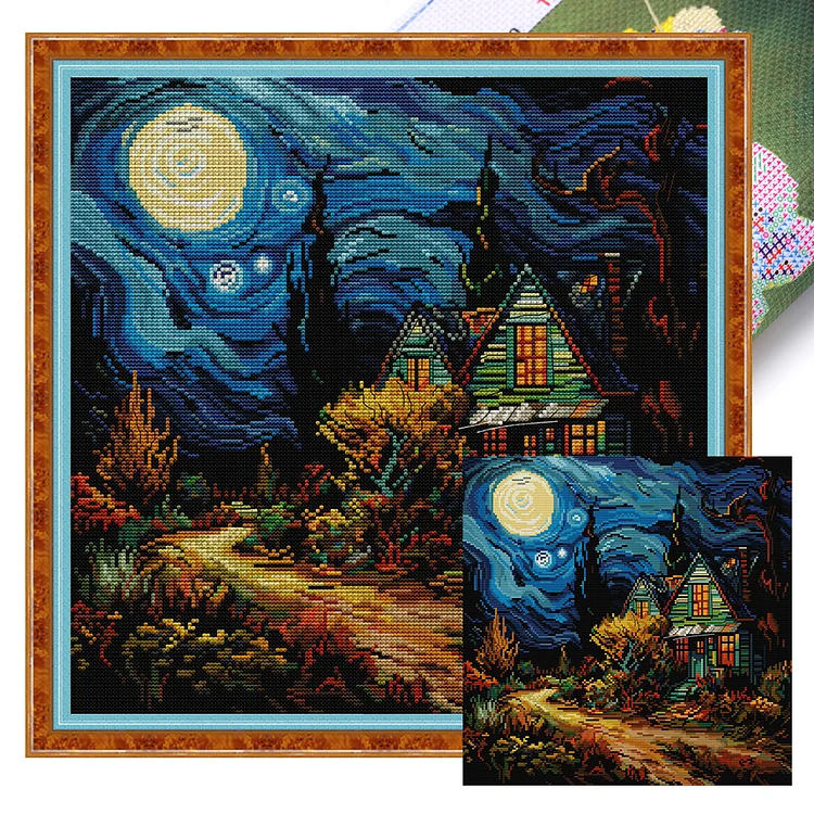 Joy Sunday Van Gogh Landscape 14CT Stamped Cross Stitch