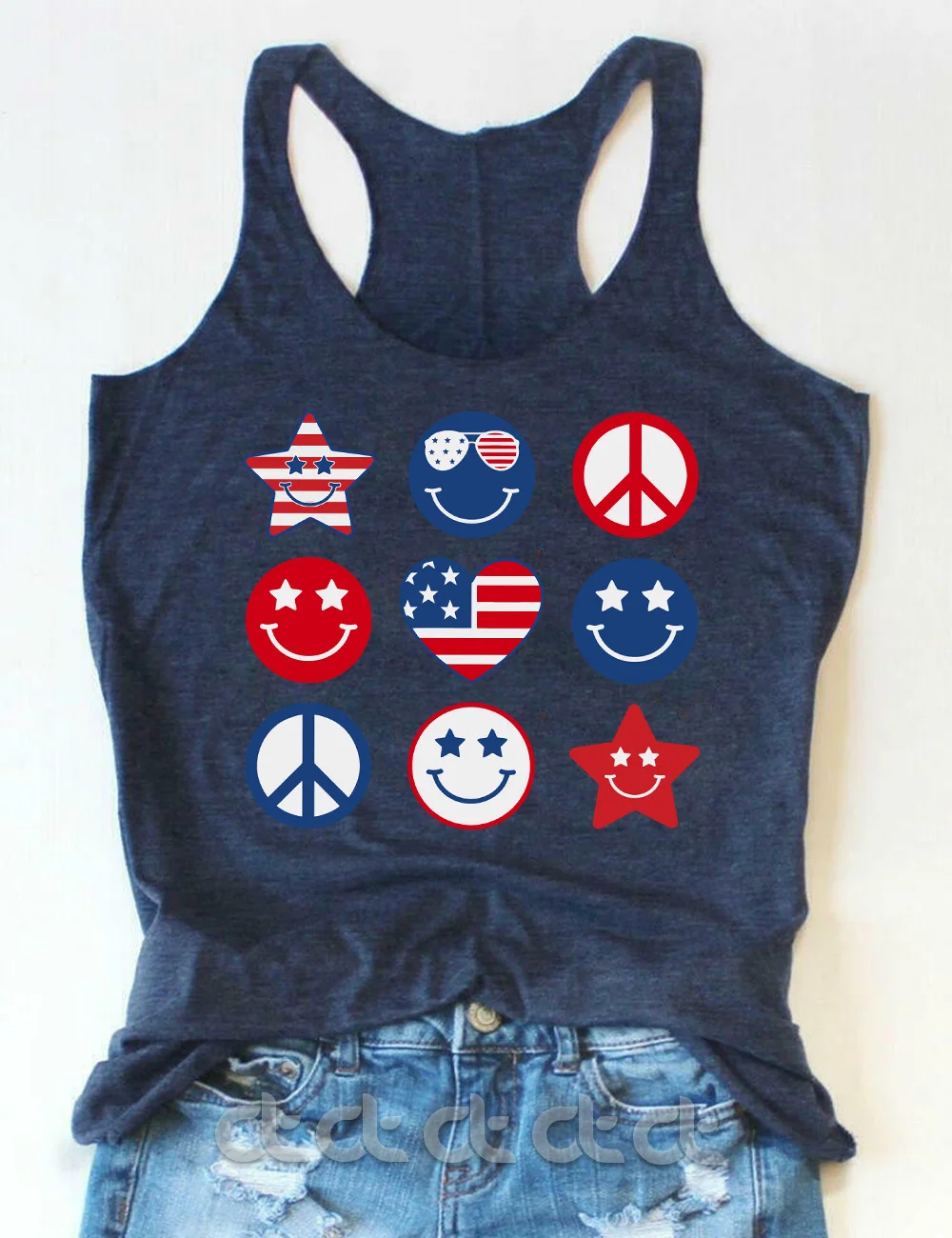 4th of July Smiley Face Tank