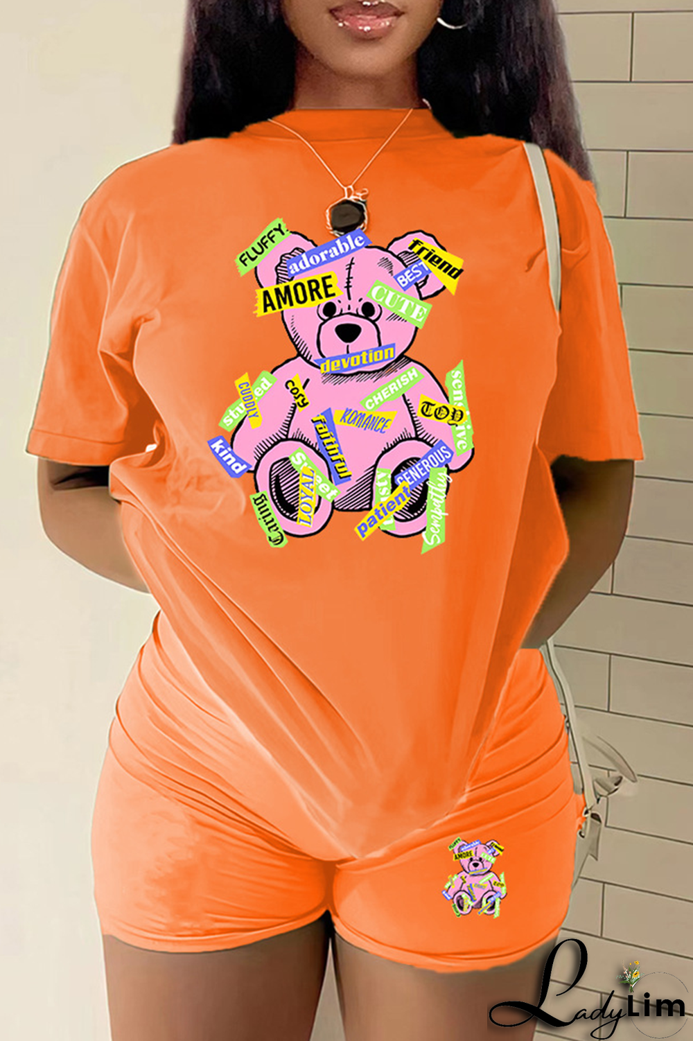 Rose Red Casual Print Patchwork O Neck Short Sleeve Two Pieces