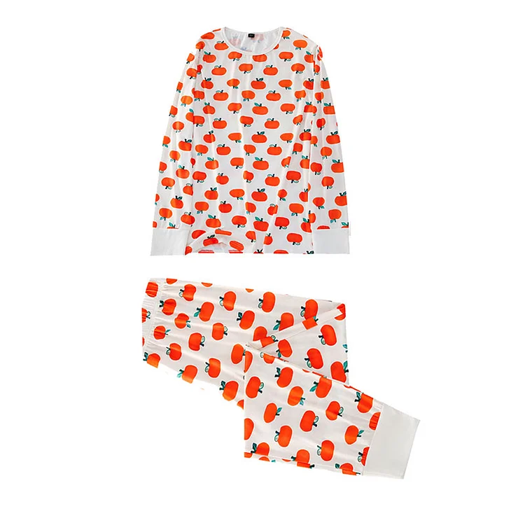 Family Matching Orange Pajamas Set with Pet Dog Clothes