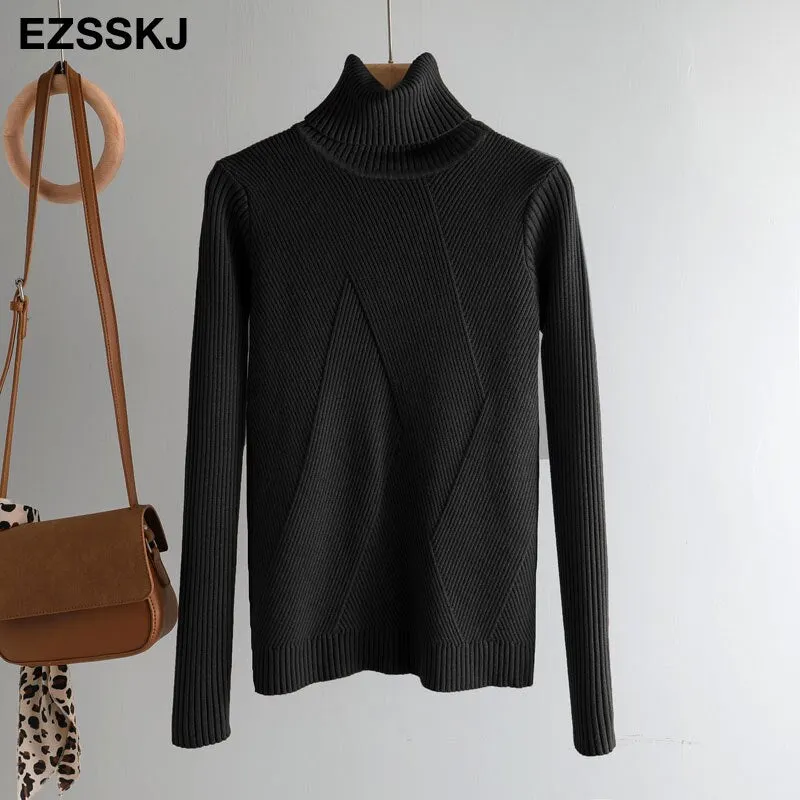 2021 thick Knitted Women high neck Sweater Pullovers Turtleneck Autumn Winter Basic Women Sweaters Slim khaki jacket Pullovers