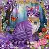 Purple Cat Art Diamond Painting Kit for Adults Home Decor 25x25cm With Frame