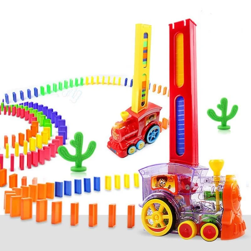 Domino Rally Electric Train Model Toy With Lights And Sound