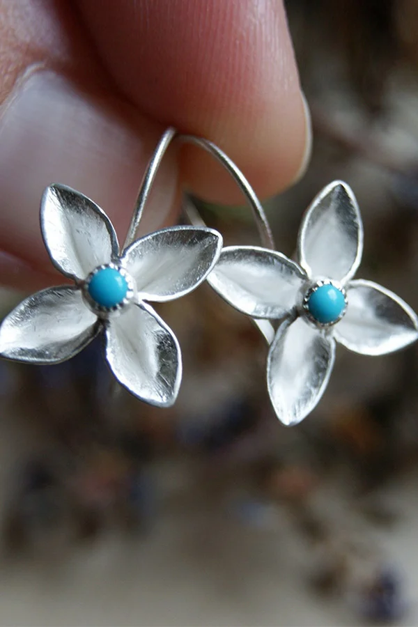 Floral Pattern Turquoise Earrings