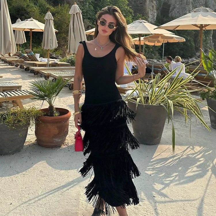 Tassel Solid color Dress