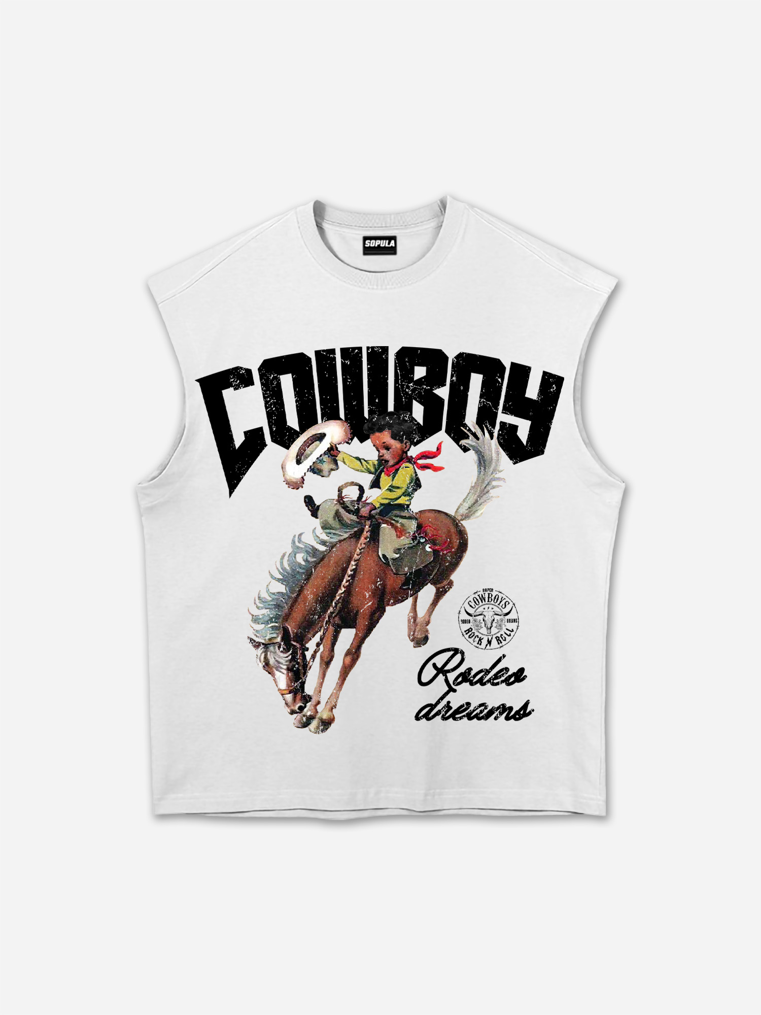 Cowboy Rodeo Dreams Print Tank Top