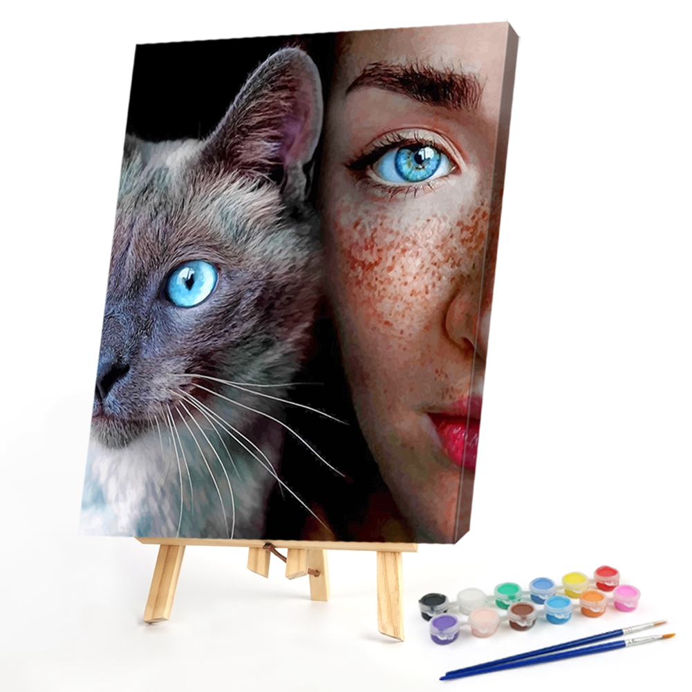 

40*50CM - Paint By Numbers - Girl Cat, 501 Original