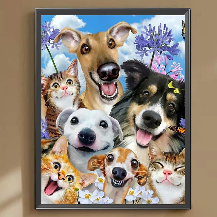 Happy Dog Family - Full Round Drill Diamond Painting - 30*40CM(Canvas)