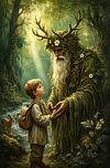 Luxury AB Velvet Diamond Painting Kit - Boy and Forest Spirit