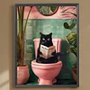 Diamond Painting-5D Full Round Drill Toilet Cat