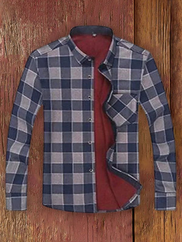 Men's autumn and winter plaid long-sleeved loose jacket