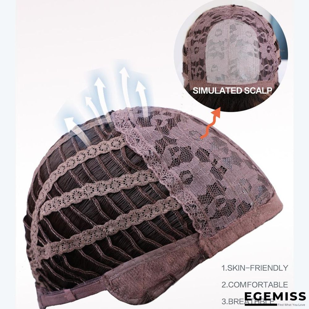 Beauty Wig Golden Long Curly Hair Eight Character Bangs Big Wave Gradient High Temperature Silk Wig | EGEMISS