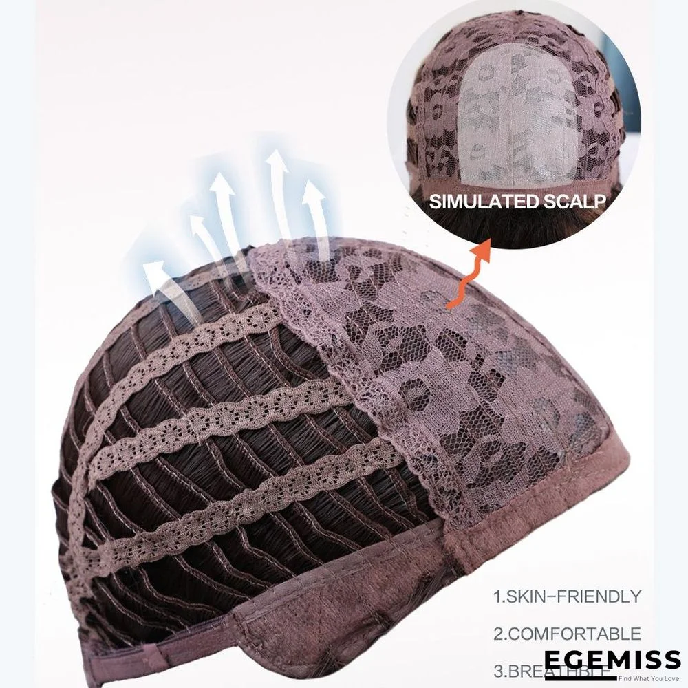 Beauty Wig Golden Long Curly Hair Eight Character Bangs Big Wave Gradient High Temperature Silk Wig | EGEMISS