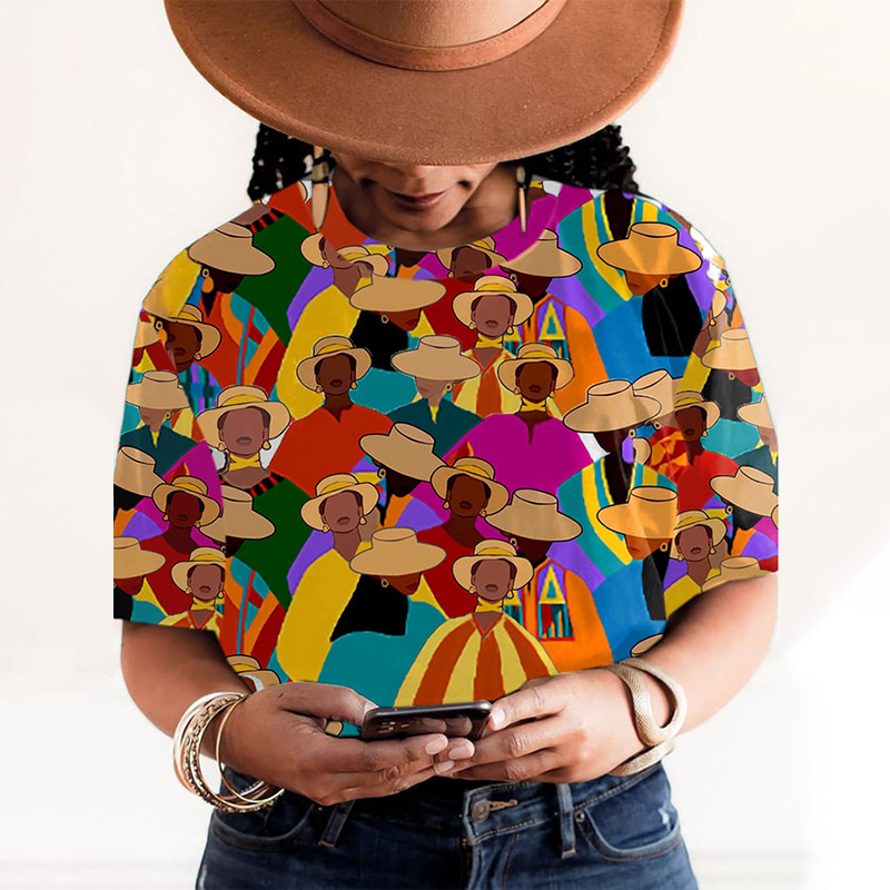 Comstylish Women's Juneteenth Print Short Sleeve T-Shirt