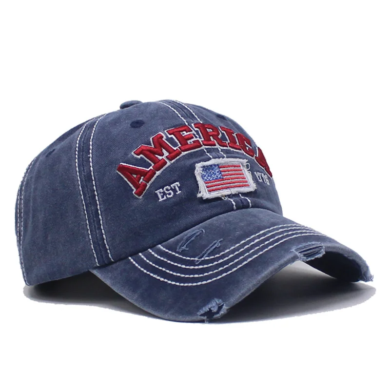 Men's Women's American Flag Embroidered Washed Retro Cap-inspireuse