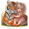 DIY Tiger and Girl Acrylic Diamond Painting Tabletop Ornaments