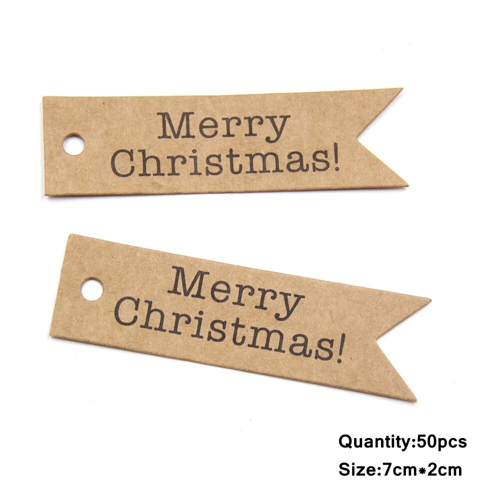 Christmas Gift 50PCS Multi Style Kraft Paper Tags Handmade/Thank You DIY Crafts Hang Tag Gift Wrapping Supplies Labels For Christmas Favors
