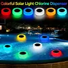 Solar Pool Chlorine Tablet Dispenser with Colorful Light for Up to 3 inch Tablet
