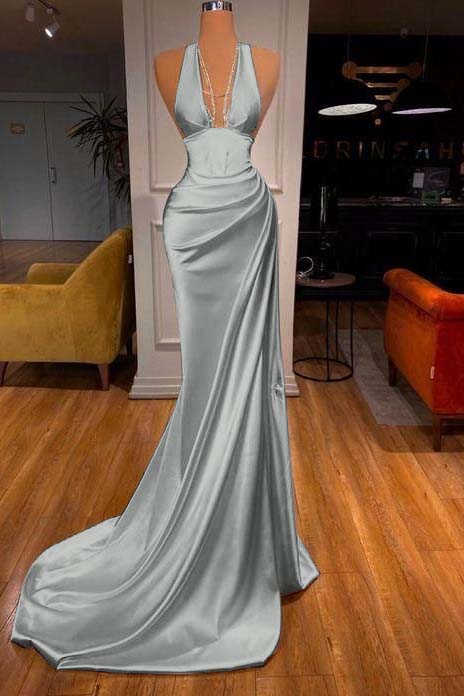 Halter Mermaid Double Straps Velvet Max Dresses Peacock