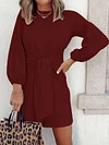 Creative Lace-Up Long Sleeves Sweater Dresses