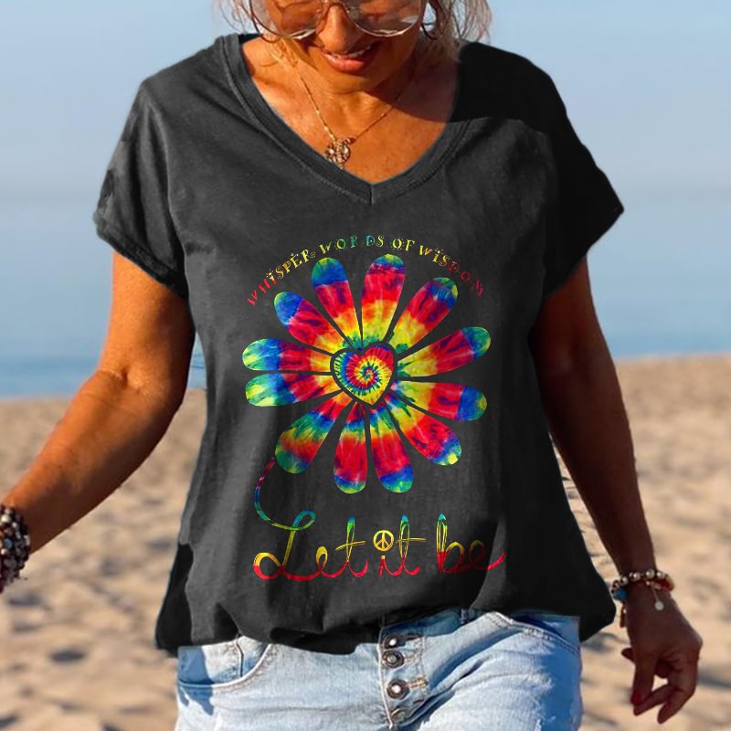 Whisper Words Of Wisdom Print Colorful Flower Graphic Tees