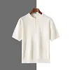 Men's Knit Short Sleeve Top Round Neck Button Detail Solid Color Loose Fit Summer New Tee