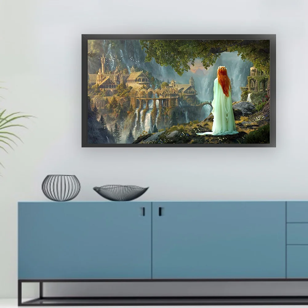 18CT Full Stamped Cross Stitch - Elvish City(Canvas|70*40CM)