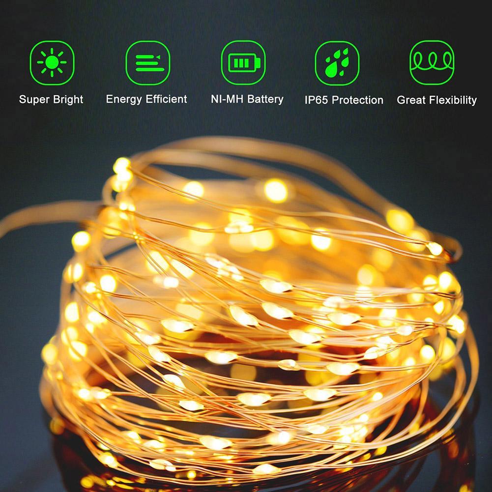 

2xSolar Waterproof Copper Wire Fairy-Curtain String Night Light, 501 Original