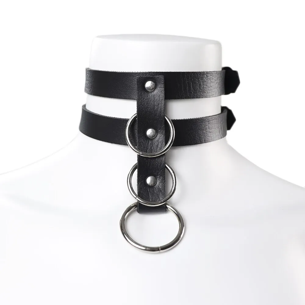 Billionm Dark Style Exaggerated Princess Collar Gothic Accessories Black Leather Lace Cold Vintage Lolita Aesthetic Chain Necklace