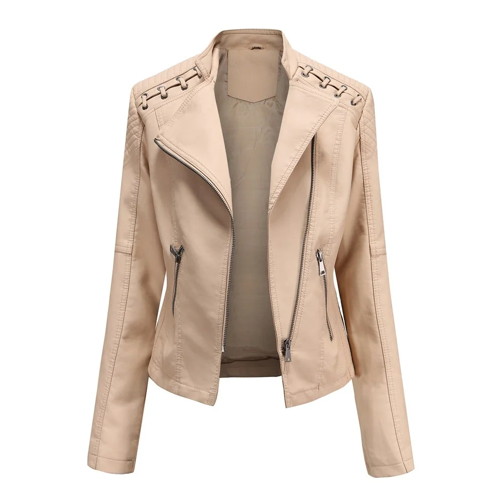 Women's Cropped Leather Multicolor Jacket