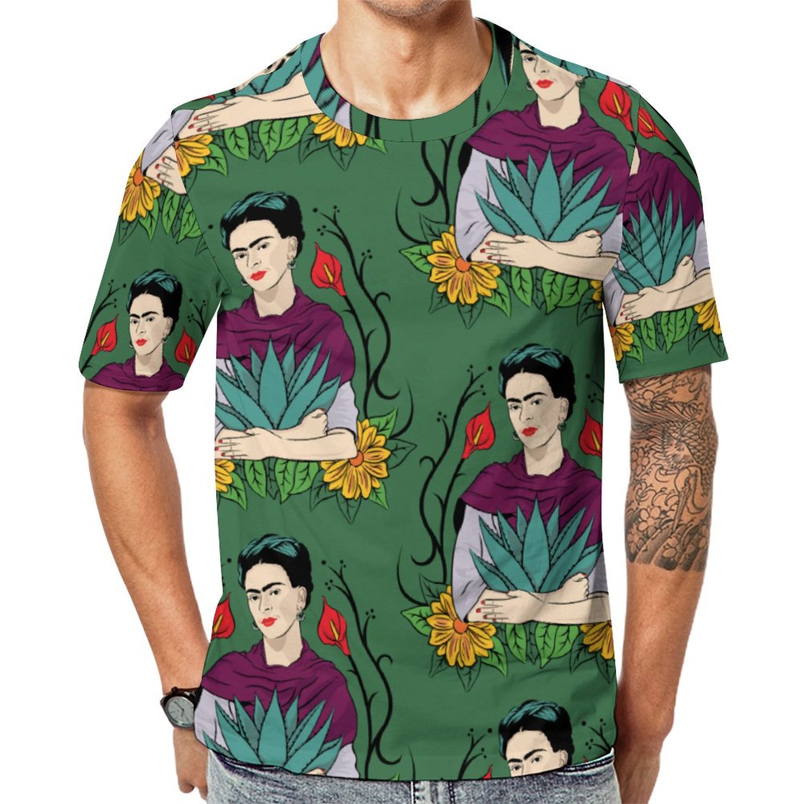 Frida Kahlo Mi Mexico Lindo Short Sleeve Print Unisex Tshirt Summer Casual Tees for Men and Women Coolcoshirts