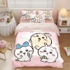 Chiikawa 夏季冰絲涼感四件套｜可愛卡通床組｜單人宿舍涼被床單組合