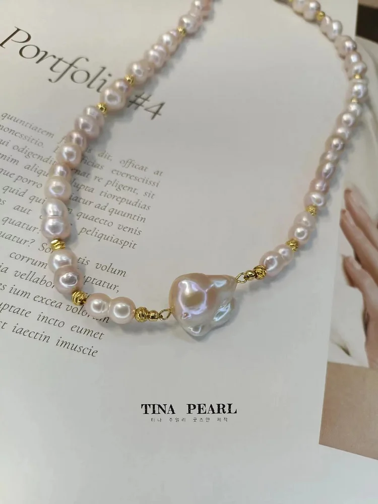 TINA Jewelry Gourd-bead Baroque freshwater pearl + Baroque pearl necklace