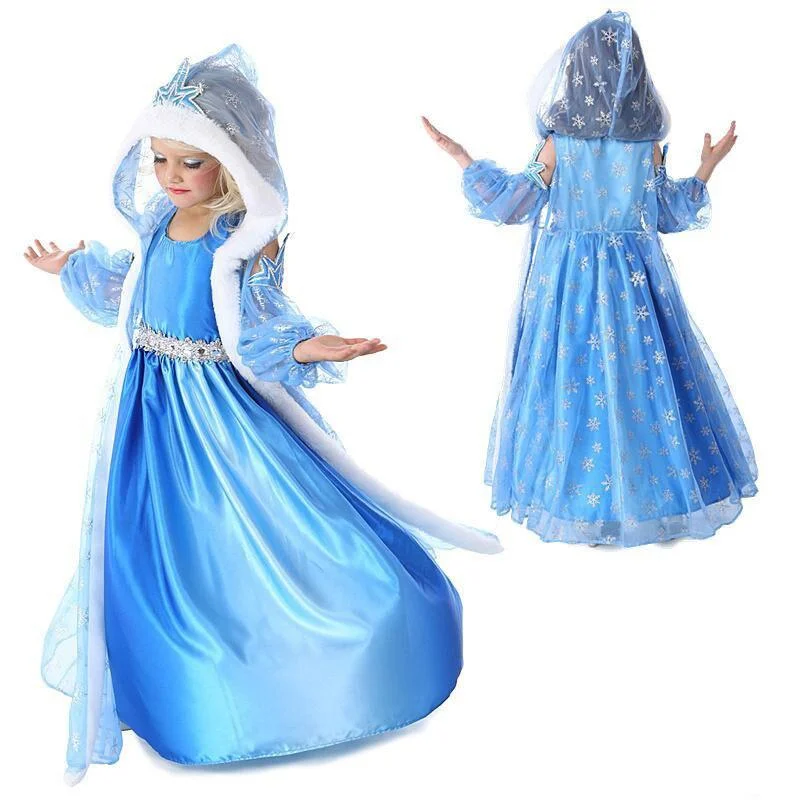 Girls Dress Cartoon Cosplay Snow Queen Princess Dresses Elsa Dresses Anna Costume Baby Children Clothes TuTu Kids Clothing
